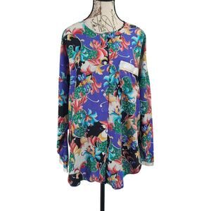 Natori II Vintage women's satin Pajama shirt dress floral SZ XL Intimates